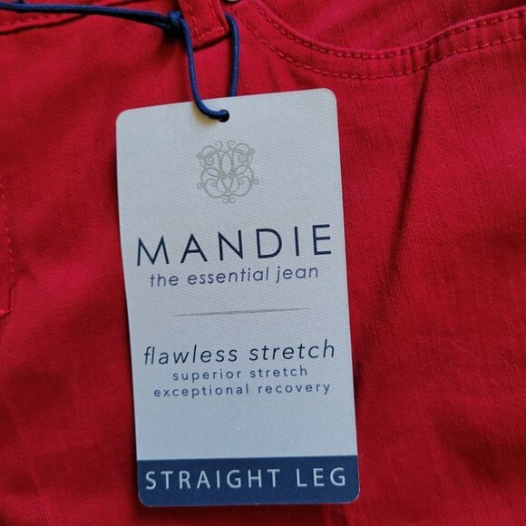 Bandolino jeans red Mandie style straight legs stretch cotton denim pants petite - Picture 15 of 16